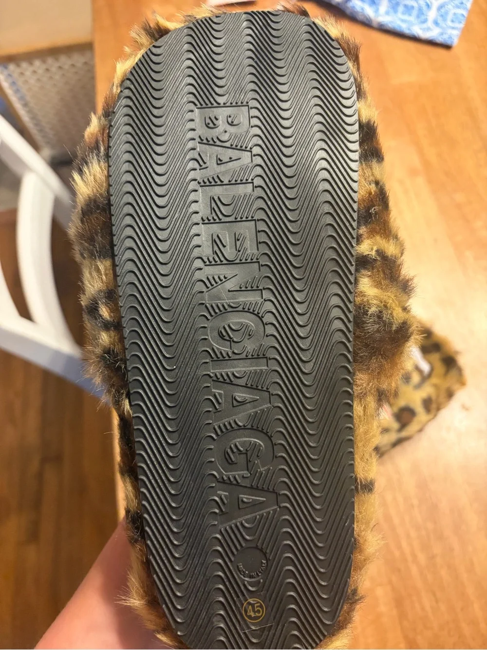 Balenciaga Leopard Print Faux-Fur Slide Sandals - Brown Black men’s 10,5